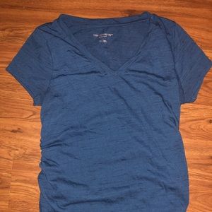 Blue v neck maternity shirt